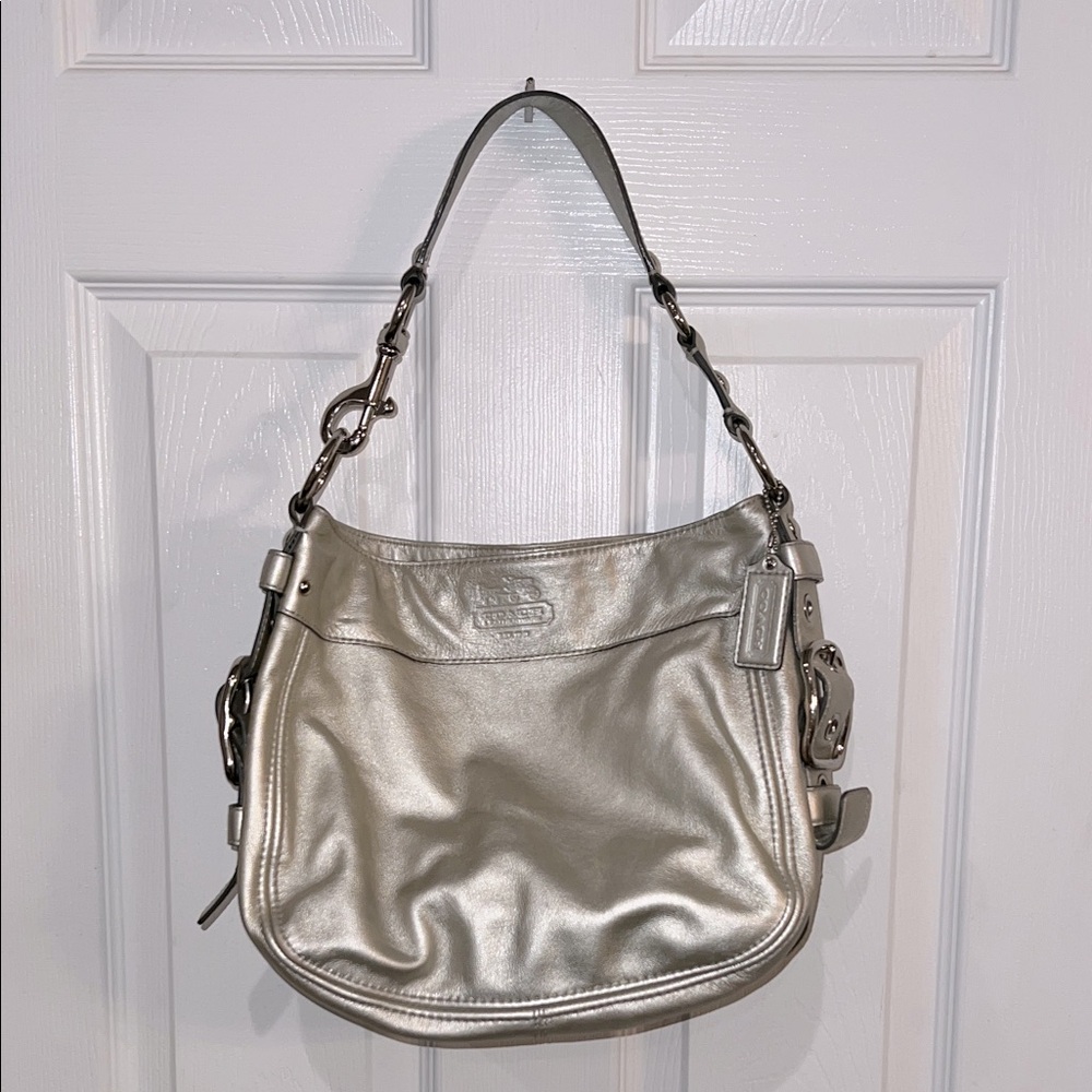 Y2K Coach Silver Leather hobo/Shoulder Bag